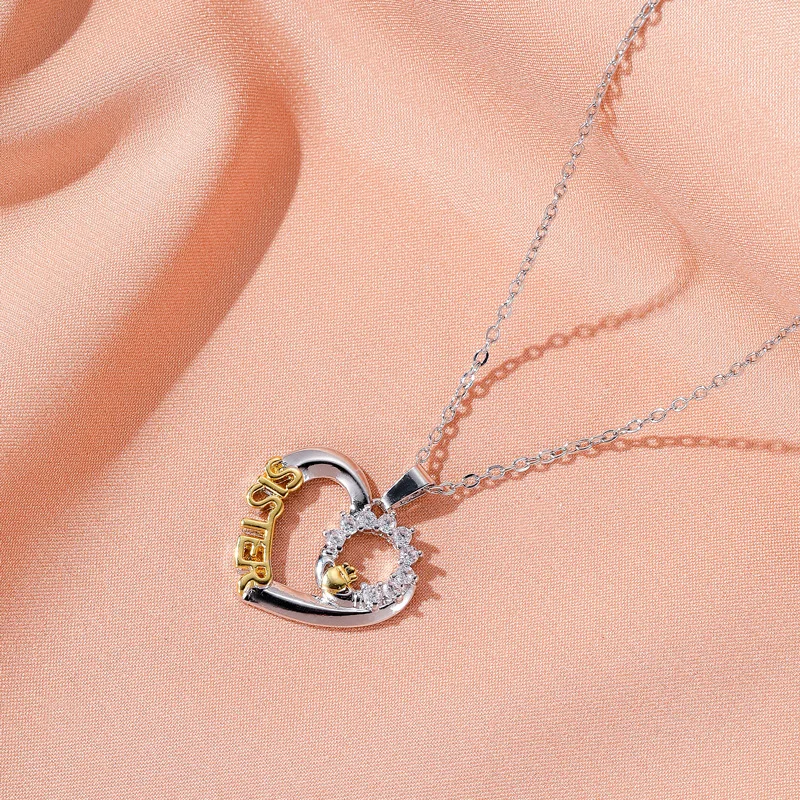 

Fashion Pendant Sister Necklace Creative Love SISTER Micro-Set Zircon Clavicle Chain Personality Wild Necklace Girlfriend Gift
