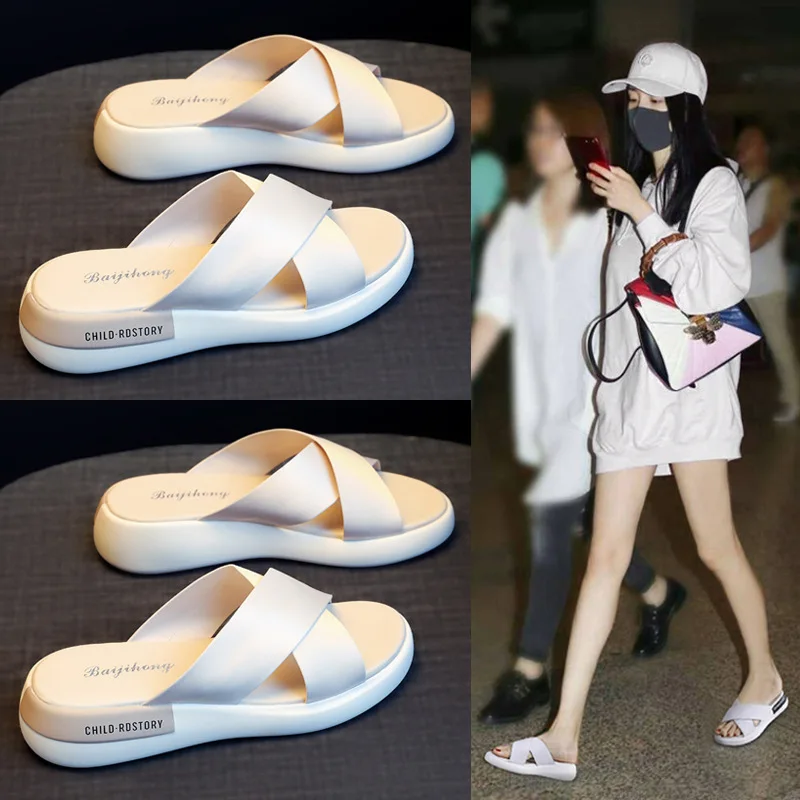 

White Casual Ultra Soft Light Woman's Slides Slippers 2021 Summer Designer Luxury