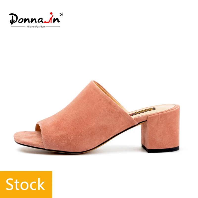 Женские шлепанцы Donna in из натуральной кожи на высоком каблуке с открытым носком