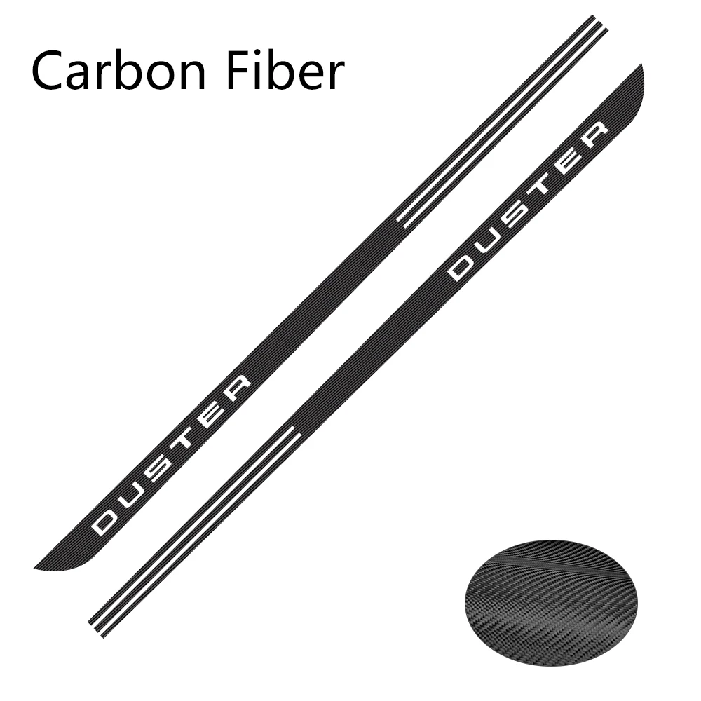 Carbon Fiber 2 шт. для Dacia Renault Duster, автомобильная Боковая дверь, наклейка в полоску, авто стиль, наклейка, виниловая пленка, автомобильный тюнинг, аксессуары - Название цвета: Carbon Fiber