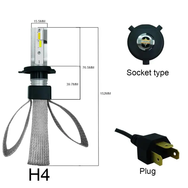 2 шт. H4 72W фары для 8000LM высокое Мощность безвентиляторный CREE T9 LED комплект высокий лампы Автомобильные
