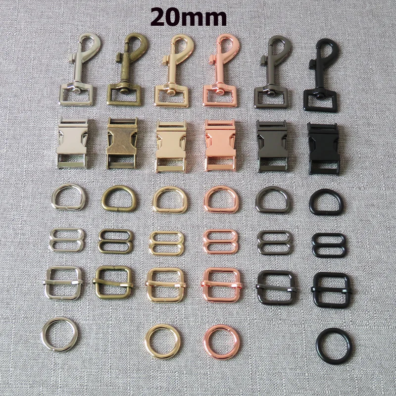 

1 Pcs 20mm Metal D O Ring Belt Straps Slider Release Buckle Carabiner Lobster Clasp For Pet Dog Collar Leash Harness Accessory