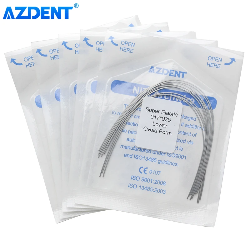 10 упаковок AZDENT Стоматологические Ортодонтические прямоугольные изогнутые