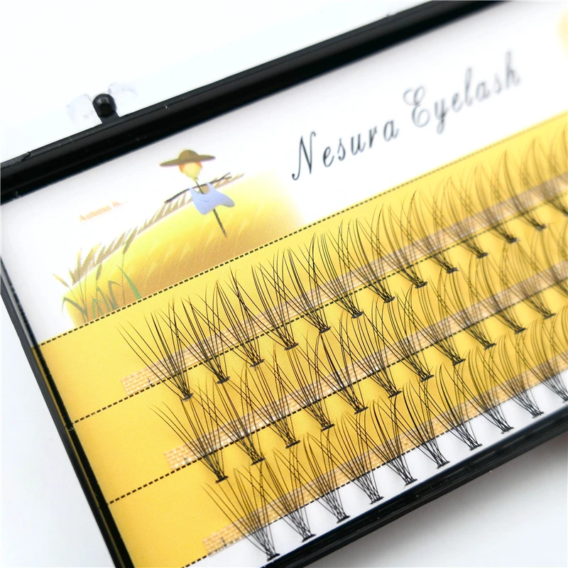 60 кластеров/коробка индивидуальных ресниц Кластерные ресницы для наращивания 3D