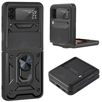 z flip 3 camera protective phone case for samsung galaxy z flip 3 5g magnetic ring holder shockproof armor cover z flip 3 cases