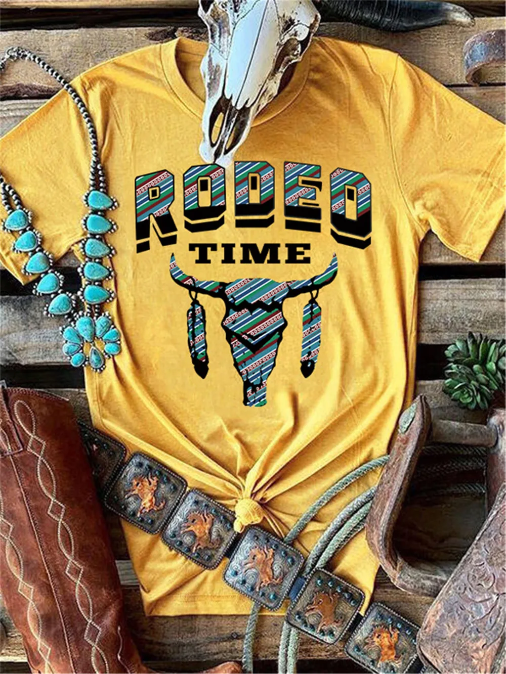 Футболка RODEO TIME Bull Head с принтом в стиле Харадзюку женские винтажные футболки