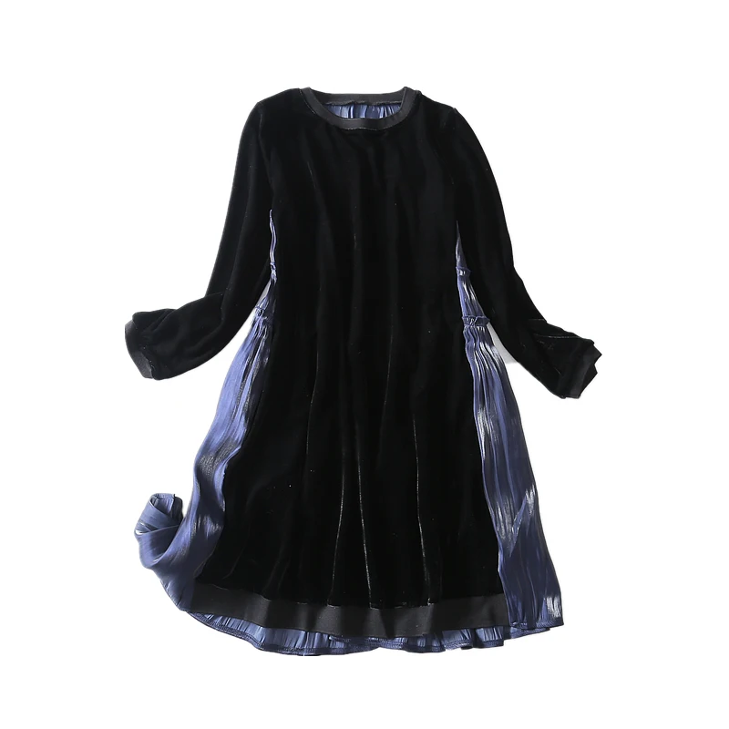 2019 осенне зимнее винтажное Золотое бархатное красивое шифоновое платье