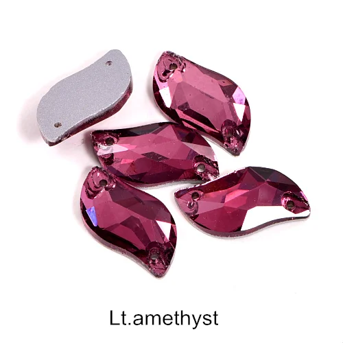 Lt.amethyst Горячее предложение! Распродажа! 3 размера красный S лист формы пришить стразы с отверстиями Flatback Стеклянные стразы шьют-на Стразы для шитья одежды B0176 - Цвет: Lt.amethyst