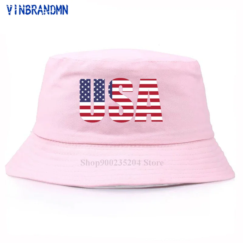 2021 Горячая распродажа шляпы-ведра с принтом флага США и полосами, модная рыбалка, повседневная мягкая хлопковая молодежная шляпа для солнца