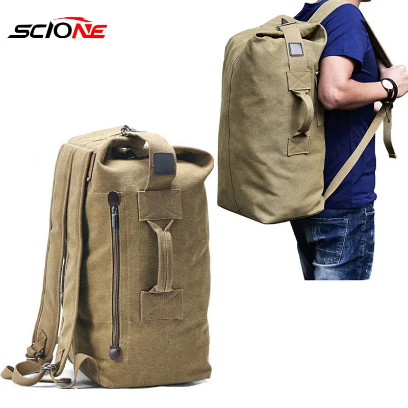 

Vintage Canvas Fishing Bag Travel Military Backpack Large Sports Army Bags for Men Outdoor Tactical Shoulder Bag Camping XA159G