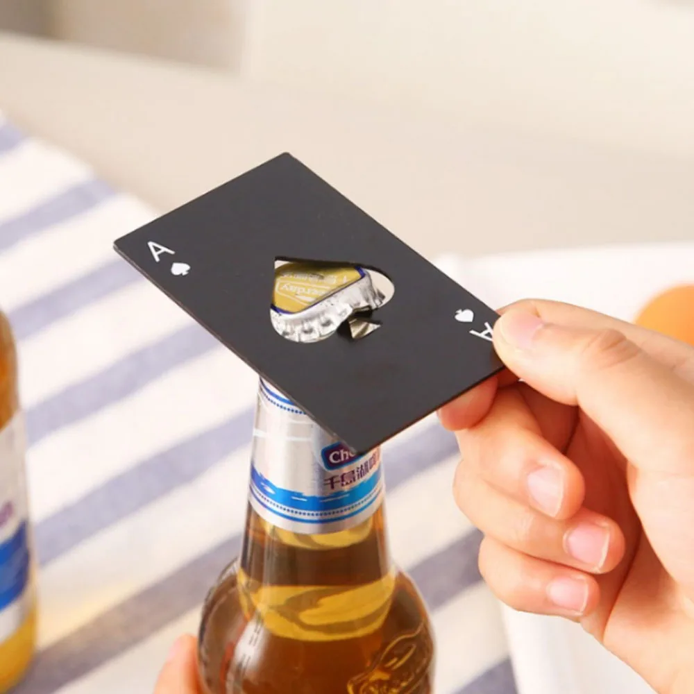 

Creativity Spades A Bottle Opener Stainless Steel Beer Cocktail Opener Wallet Credit Card Corkscrew for Kitchen Bar Opener Tool