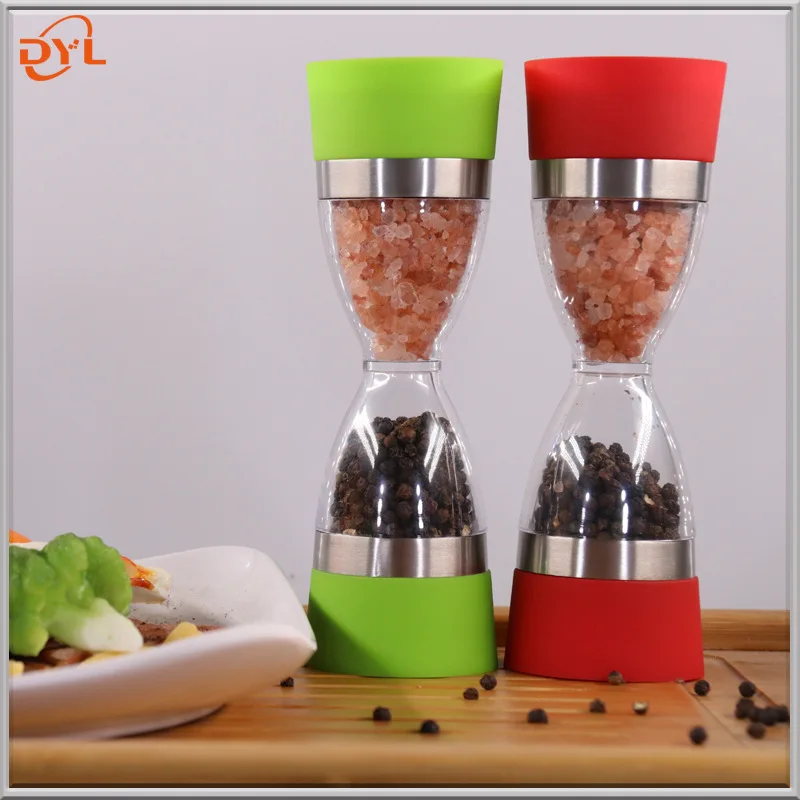 Grinder seasoning pot pepper mill dual-head dual-use grinder ceramic grinding core transparent salt | Дом и сад