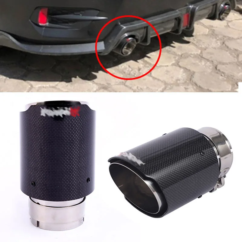 

Quality AK Carbon Fiber Tail Throat Inlet 60 63mm Modified Universal Tail Tip Pipe Single Tube Outlet Exhaust Hood Car Goods