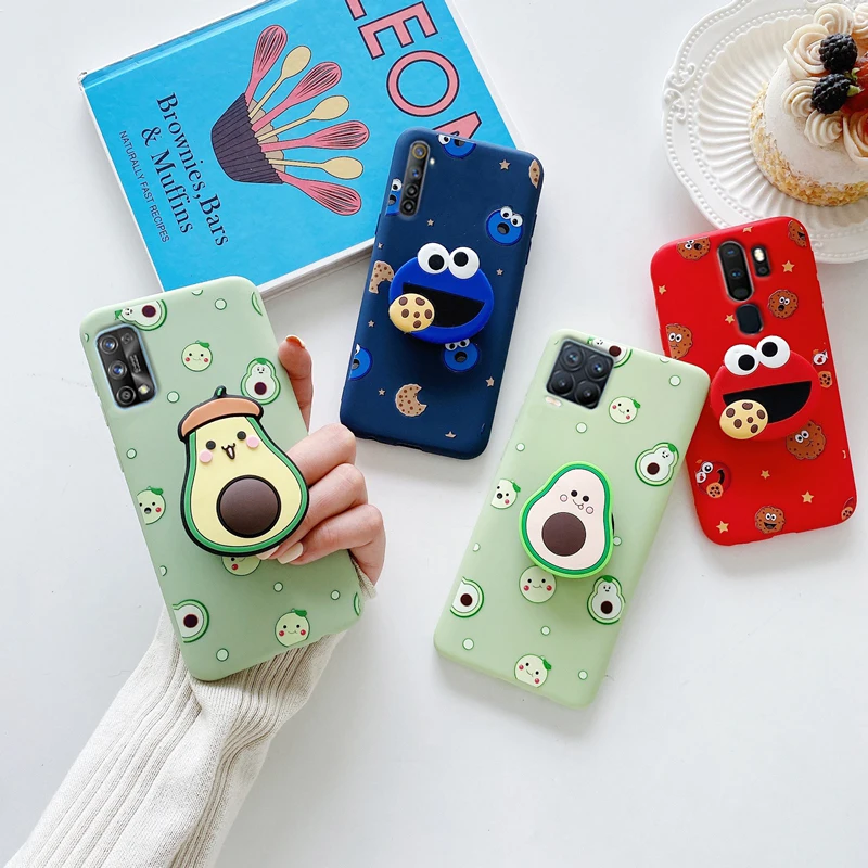 3d cartoon phone holder case for oppo realme 5 6 7 8 pro xt c21 5i c3 narzo 10 10a 20a 6i a11x a5 a9 2020 silicone stand cover free global shipping