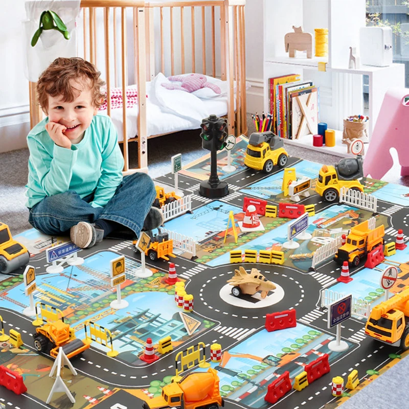 Baby Play Mats Road Carpet for Kids Cartoon Traffic Rug Little Boys and Girls Indoor Toys Playmat Babies Playing Educational Mat | Игрушки и