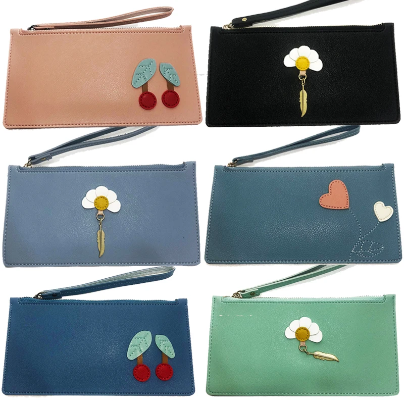 

PU Leather Purse Fashion Women Wristlet Zipper Wallet Handbag Envelope Phone Key Case Clutches for Girl Coin Purses