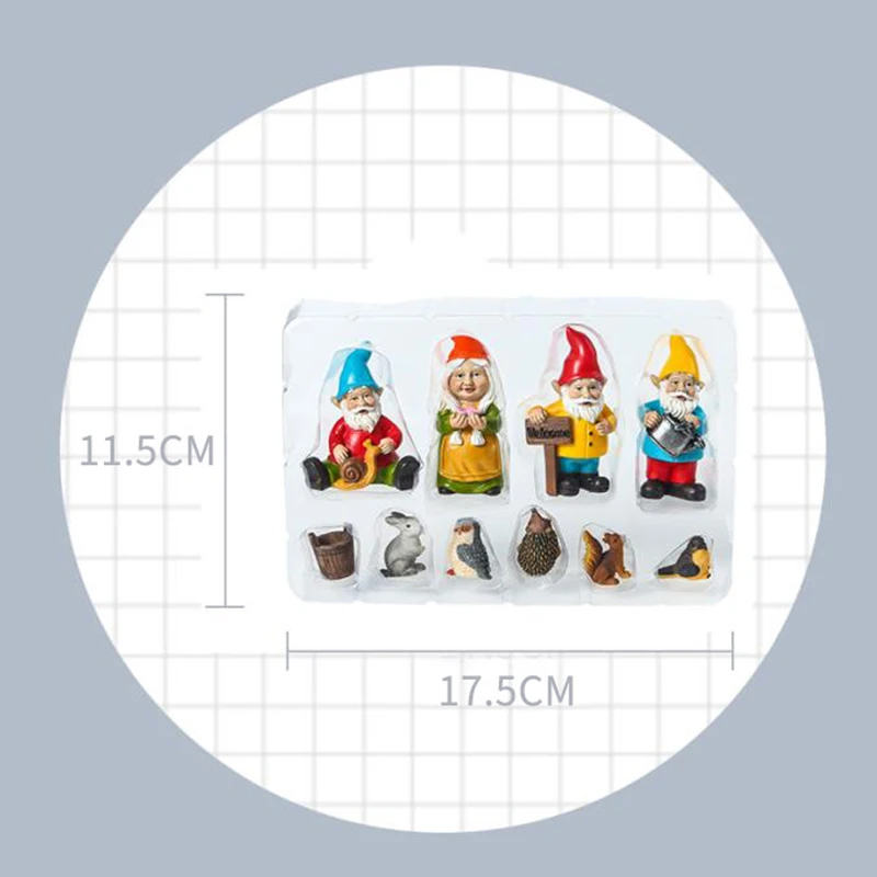 

10pcs Dwarf Gnome Animals Garden Statue for Yard Patio Porch Garden Decorations Outdoor Indoor Ornament MDJ998