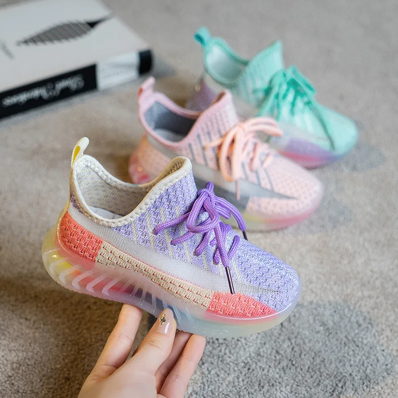 

2021 Summer New Children's Mesh Breathable Girl Sneakers Primary School Students Casual Flying Woven Kids Coconut Shoes CS216