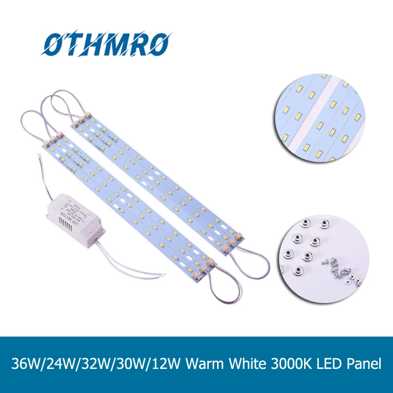 

Светодиодная панель 5730 SMD, 1 шт., потолочный светильник из алюминия, 36 Вт/24 Вт/32 Вт/30 Вт/12 Вт, теплый белый цвет, длина 3000K, 31 см/40 см/52 см