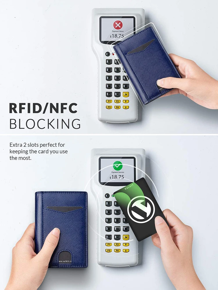 Тонкий двухскладной кошелек с отделением для кредитных карт и RFID-блокировкой