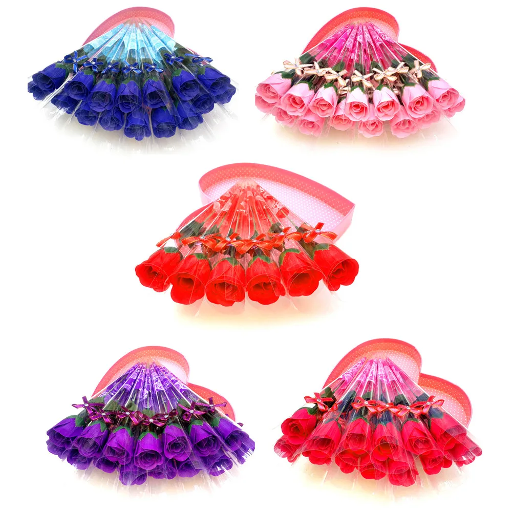

5pcs Scented Soap Rose Flower Artificial Bath Soap Petal with Gift Box Wedding Party Valentine's Day Gift
