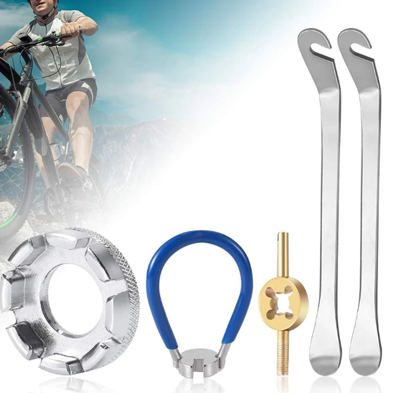 

5 Pack Bike Spoke Tool Bicycle Spoke Wrench Bike Rim Correct Tool Cycling Pocket Tools 6 in One Cycling Pocket Tools