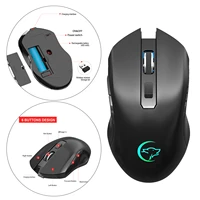 portable 2 4g rgb wireless gaming mouse ergonomic rechargeable mice for desktop laptop black