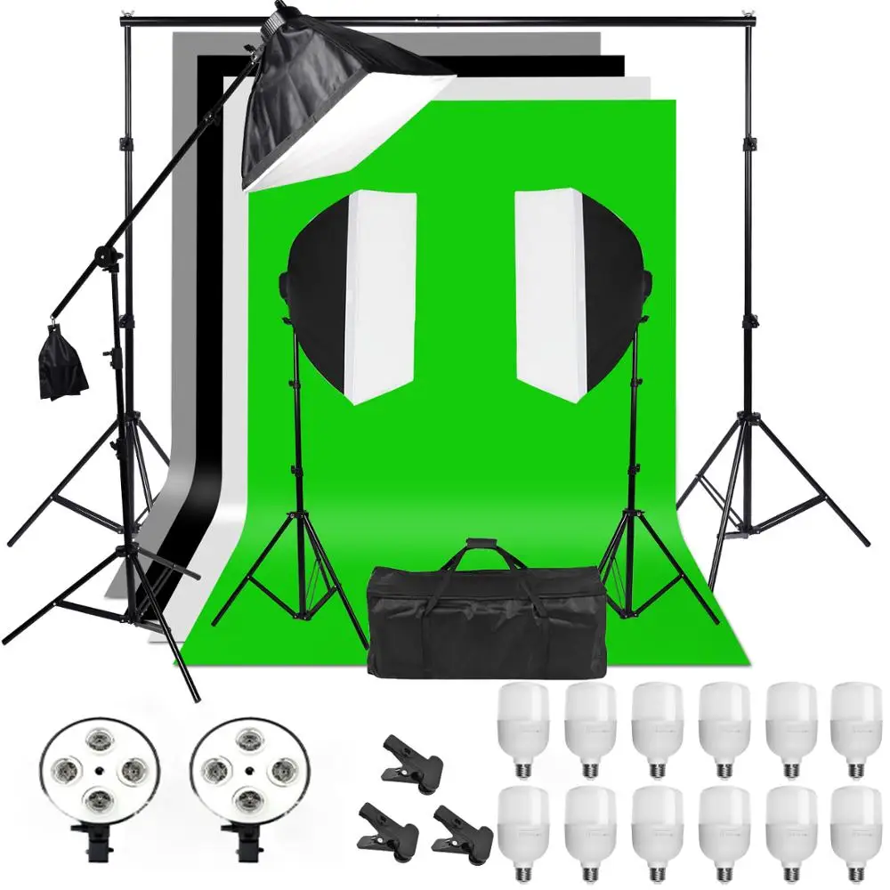 Набор для непрерывного освещения ZUOCHEN фотостудии софтбокс с стрелой 4 фона и