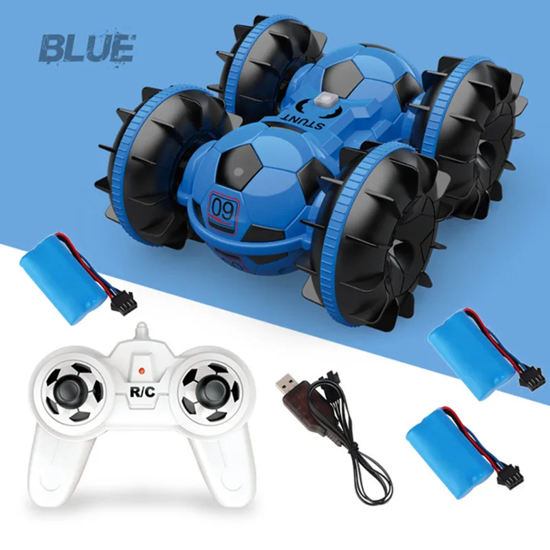 

New Football Design 2.4G 4WD 360 Degree Rotation Flips Stunt Car Land & Water 2-in-1 Double Slide RC Amphibious Stunt Car Toys