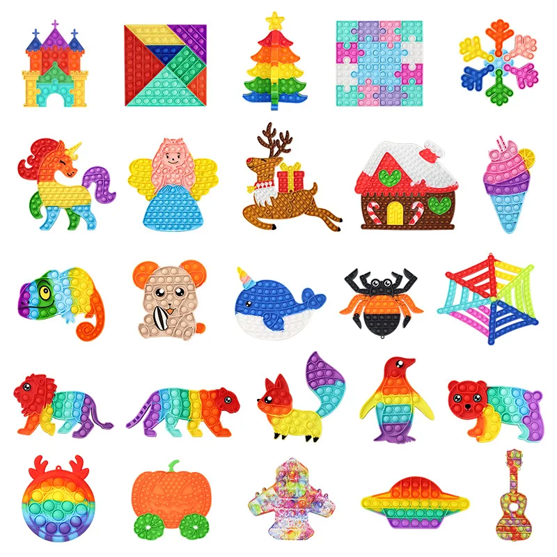 

Pop it Fidget Toy Mini Keychain Push Bubble Sensory Toy Autism Needs Squishy Stress Reliever Adult Child Fidget Gifts Toys