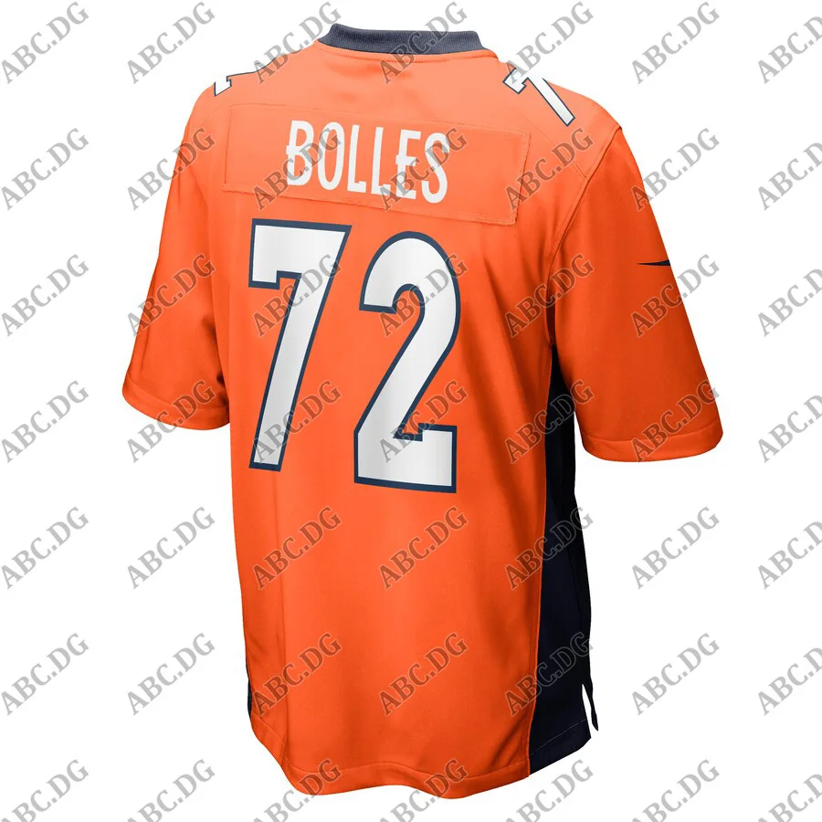 

Customized Stitch American Football Jersey Men Women Kid Youth Denver Garett Bolles Orange Game Jersey