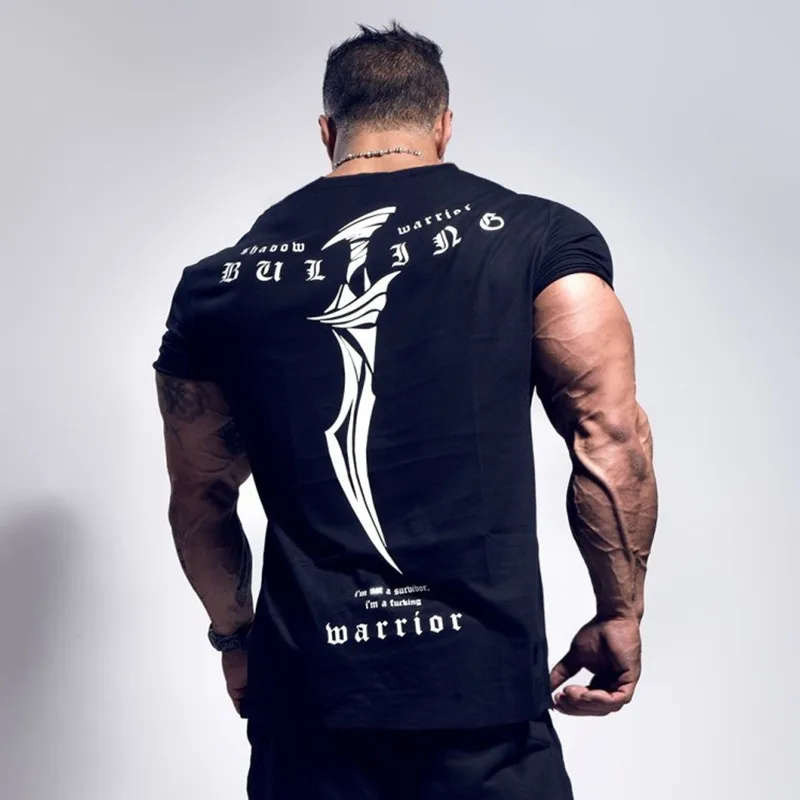 Новинка 2019 Мужская хлопковая футболка для бега спортивные футболки с коротким