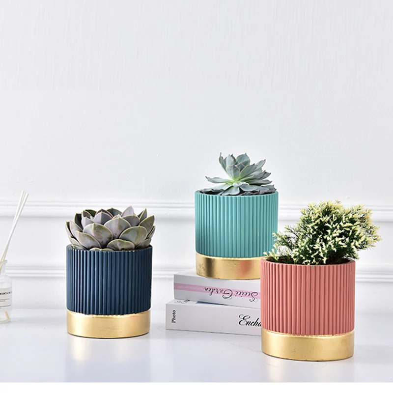 

Silicone mold for cylindrical flowerpot Concrete pot mold gardening tools Stripe design silicone mold for succulent pot