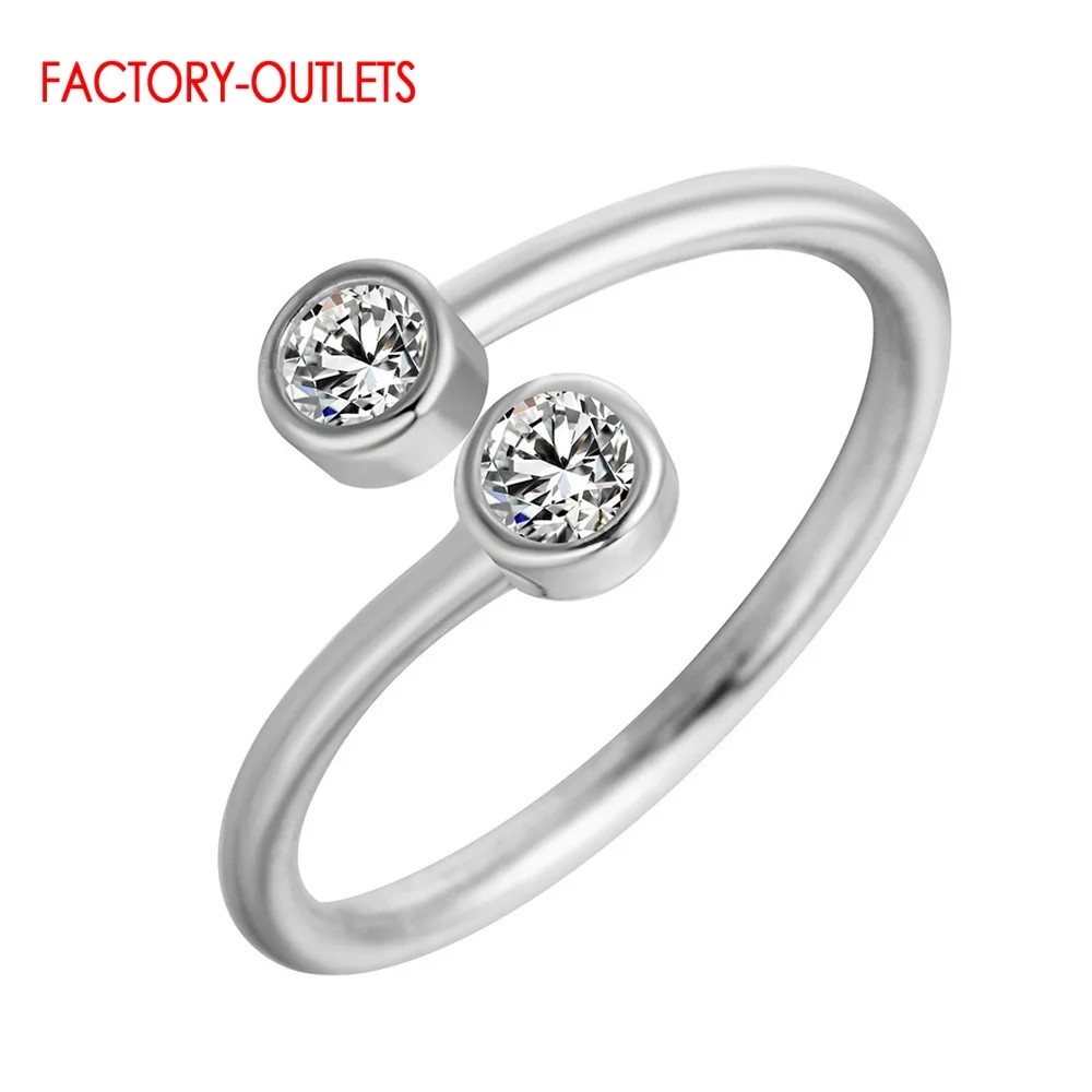 Женские регулируемые кольца из серебра 925 пробы открытые с кристаллами модные