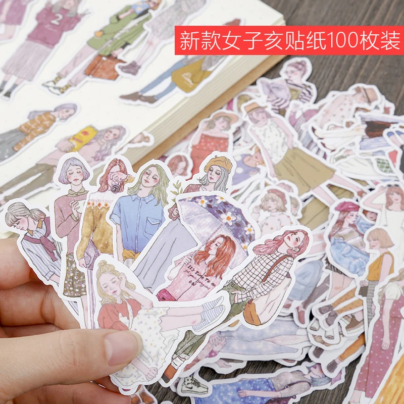 100pcslot Kawaii Stationery Stickers Mori girl Decorative Mobile Stickers Scrapbooking DIY Craft Stickers