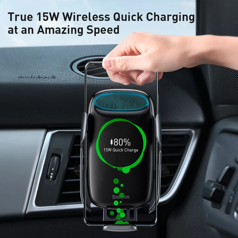 baseus 15w car fast charger qi wireless charger for iphone 11 samsung android wirless charging car phone holder car stand free global shipping