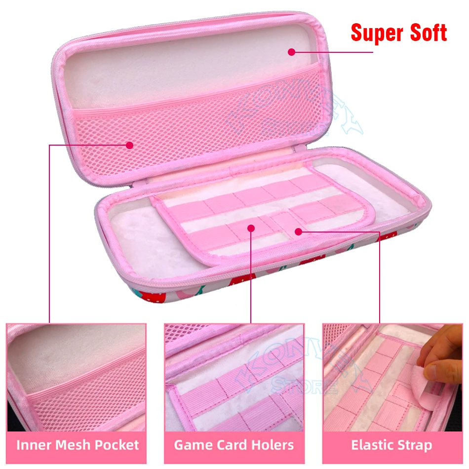 Розовый милый чехол для Nintendo Switch путешествий из ЭВА жесткий поликарбоната
