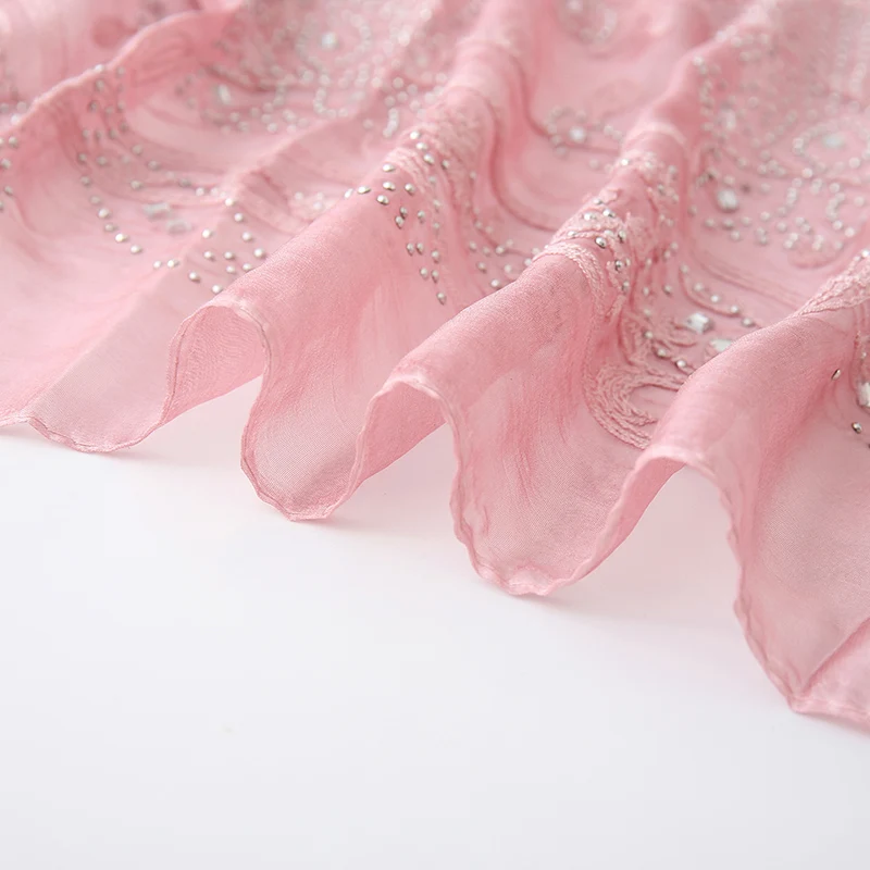 

2020 Plain Embroider Floral Polyester Shawl Scarf Rhinestone Female Oversize Scarves and Wraps Foulard Women Muslim Hijab