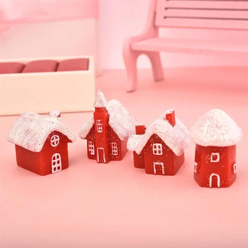 4 шт./компл. Kawaii Рождественский снег дом Декор фигурки сказочных садовые миниатюры Смола ремесло микро пейзаж домашний декор