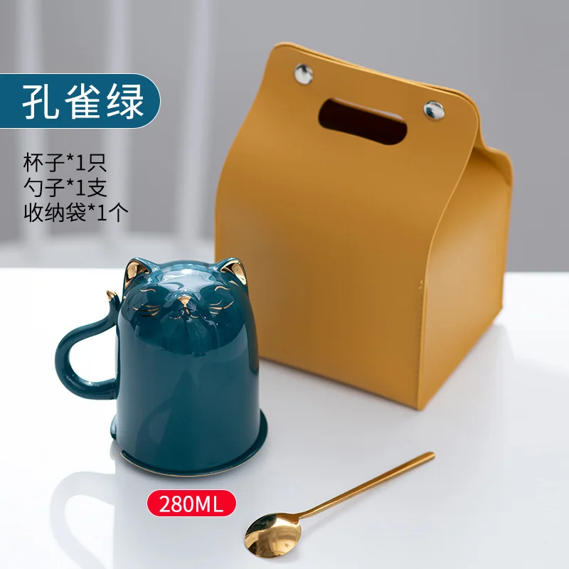 

Creative Ceramic Cat Mug Cartoon Europe Modern Brief Coffee Cup Travel Funny Gift Box Taza Ceramica Kitchen Dining Bar EB50MK