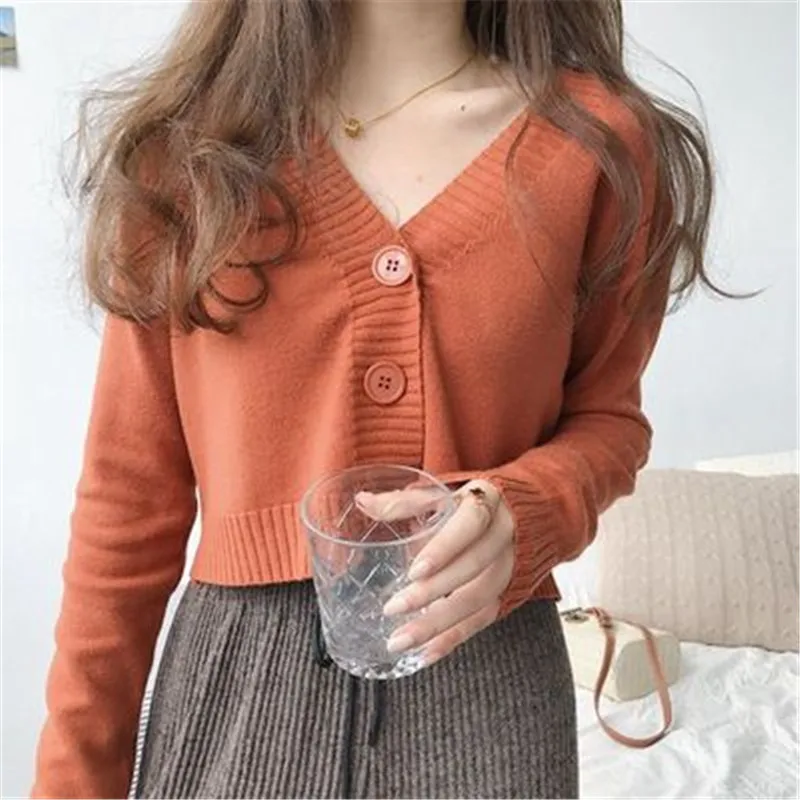 2019 Women Sleeve Knit Cardigan Cropped Top Sweater Vintage PZ2184 |