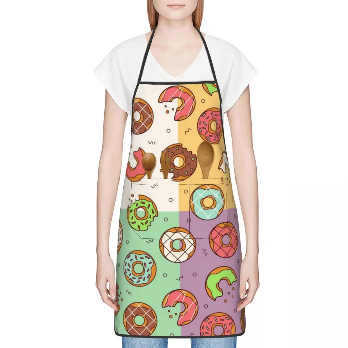 

Gourmet Doughnuts Adult Apron Striped Hotel Restaurant Chef Waiter Apron Kitchen Cook Apron
