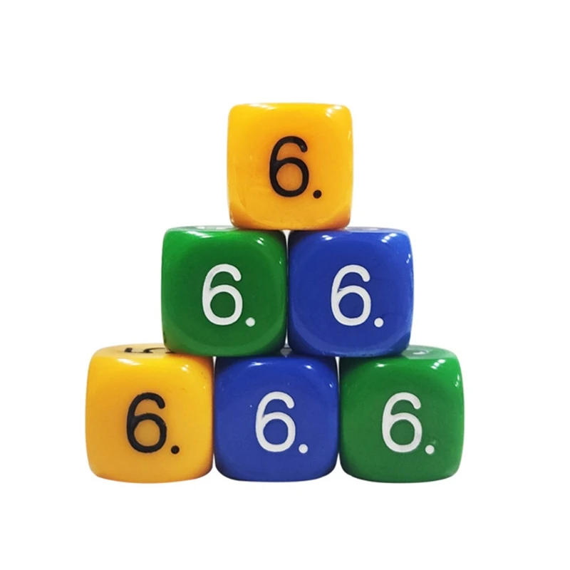 

10 Pcs 6 Sided DIY Games Printing Engraving Kid Educational Toys Digital Number Color Acrylic Dice For Party Family