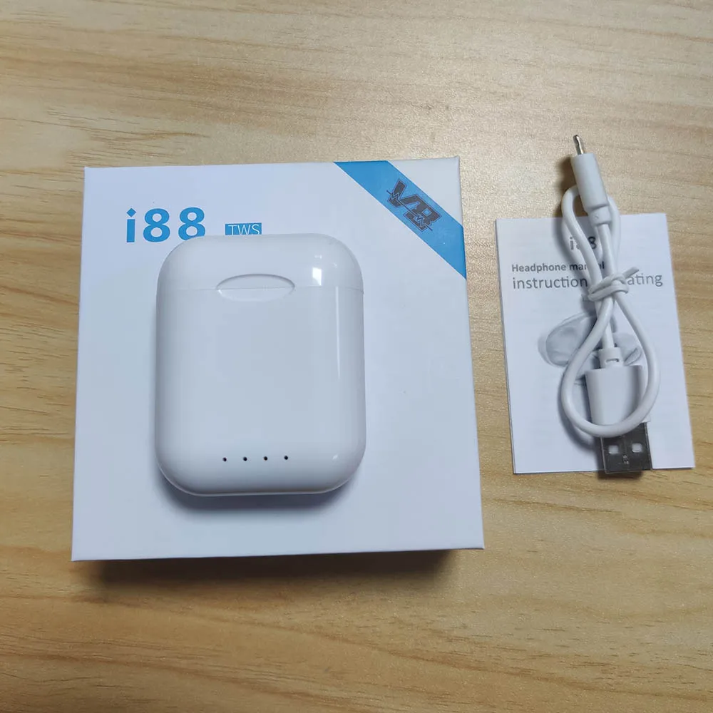 i88 white Оригинальные матовые беспроводные наушники i88 TWS с Bluetooth, наушники с сенсорным управлением, bluetooth 5,0 с микрофоном, Bluetooth наушники - Цвет: i88 white