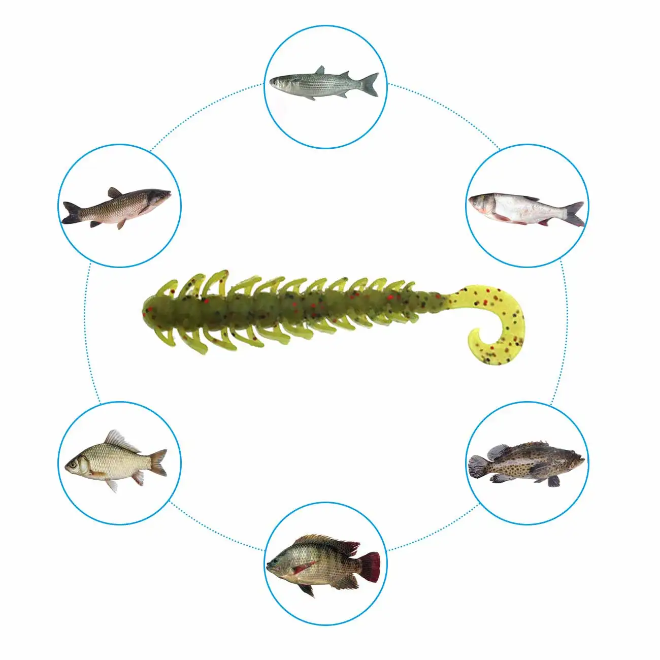 

6pcs Artificial Fishing Lure Fishy Smell Silicone Artificial Bait Worm Bass Pike Minnow Swimbait Larva Fishing Soft Lures