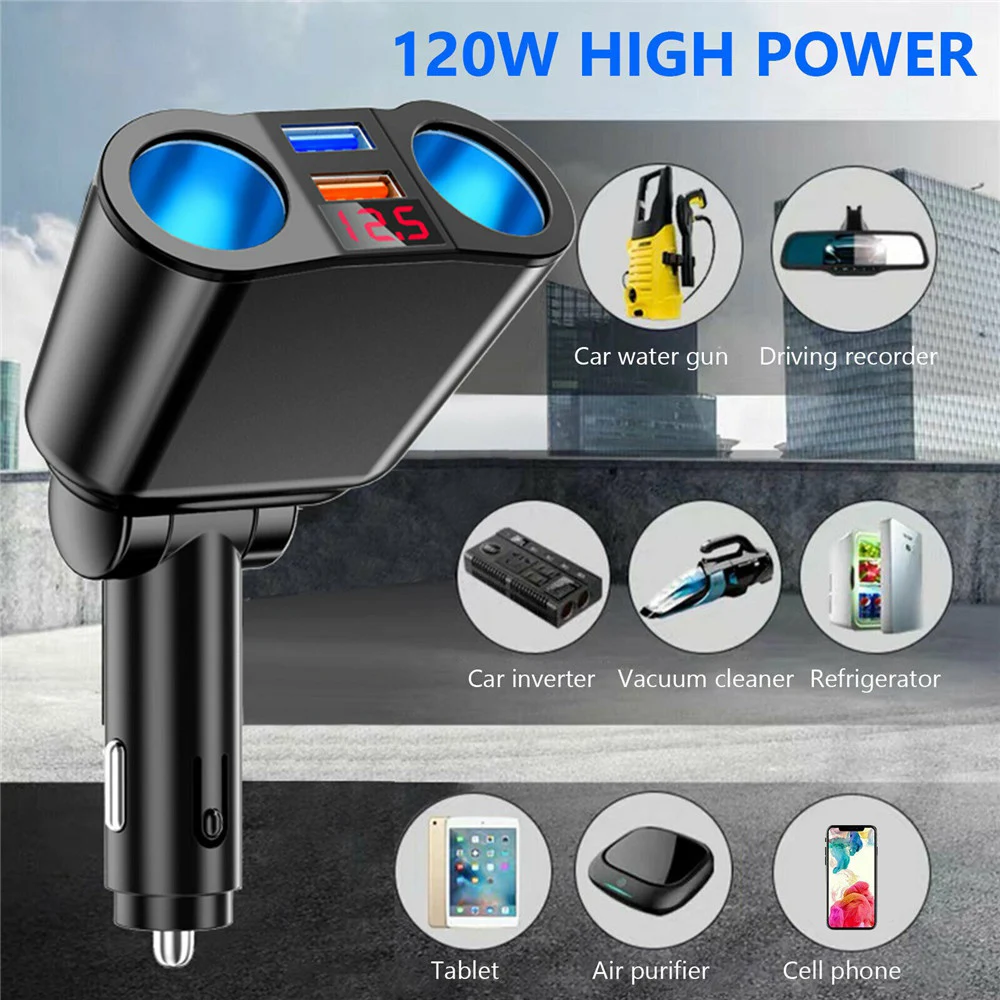 Автомобильное зарядное устройство с двумя USB-портами 1/2 градусов 120 Вт |