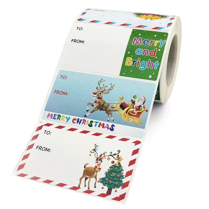 

Labels Seal Tags DIY Xmas Package Xmas Label Sticker 1 Roll (500pcs) 5 Designs Markable Christmas Gift Sticker