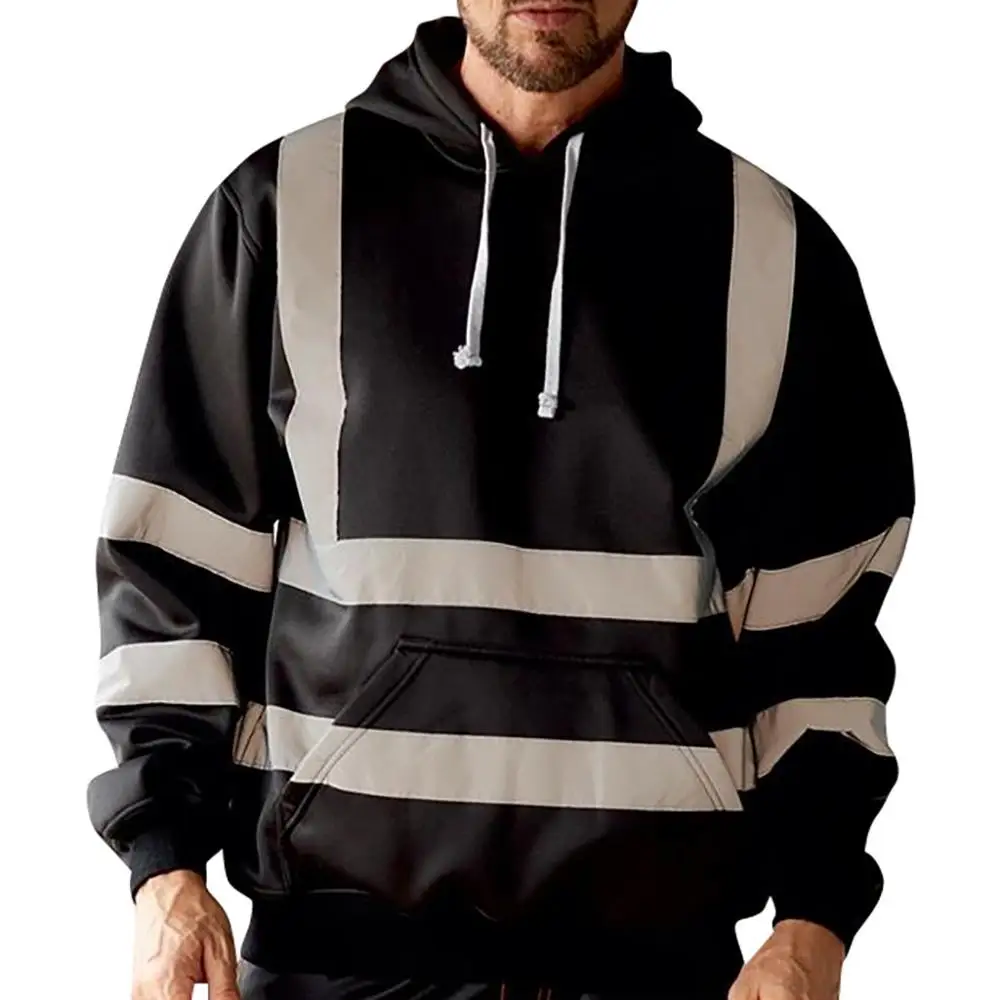 Мужская куртка с капюшоном и длинным рукавом для бега светоотражающий пуловер