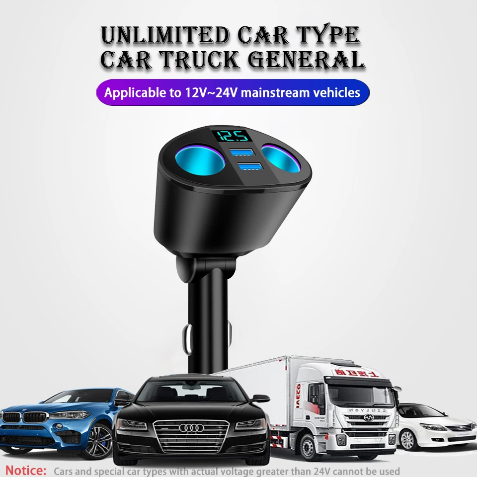 hkgk 4 8a dual usb car charger 2 ports lcd display 12 24v cigarette socket lighter fast car charger power adapter car styling free global shipping