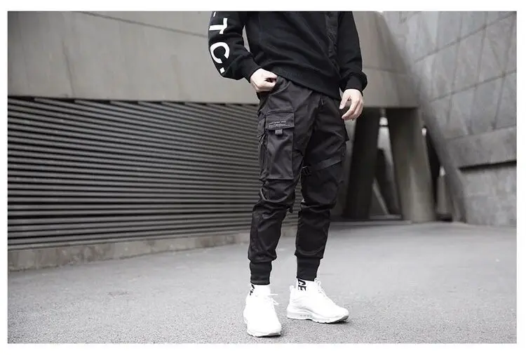 April MOMO 2019 Men Multi-pocket Harem Hip Pop Pants Trousers Streetwear Sweatpants Hombre Male Casual Fashion Cargo |